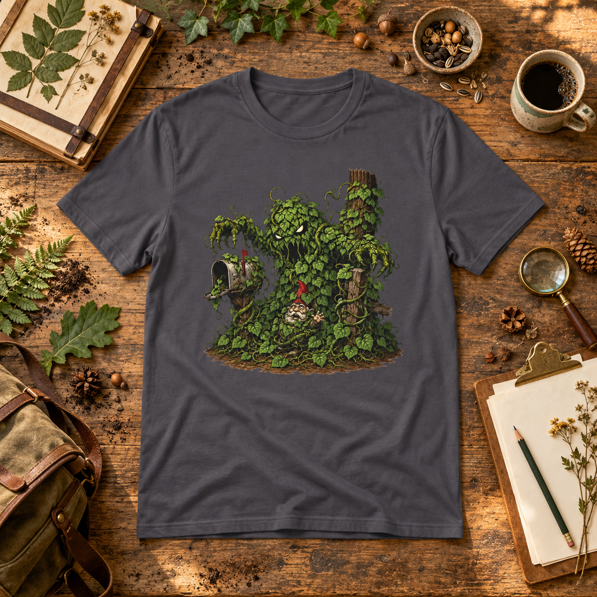 Kudzu Vine Monster with Garden Gnome Version 2 T‑Shirt