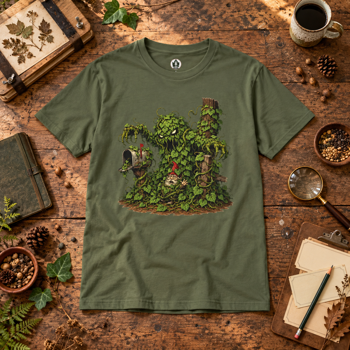 Kudzu Vine Monster with Garden Gnome Version 2 T‑Shirt