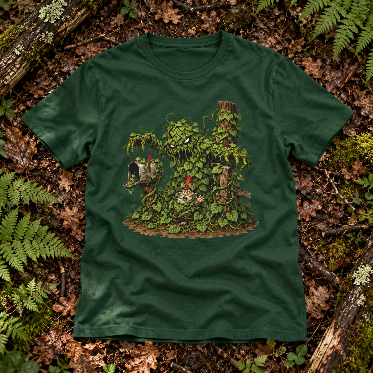 Kudzu Vine Monster with Garden Gnome Version 2 T‑Shirt