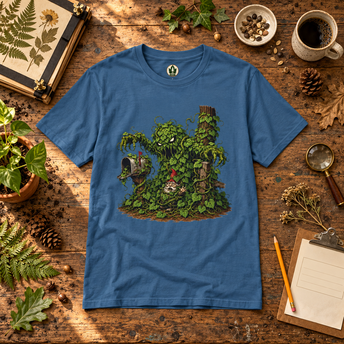 Kudzu Vine Monster with Garden Gnome Version 2 T‑Shirt