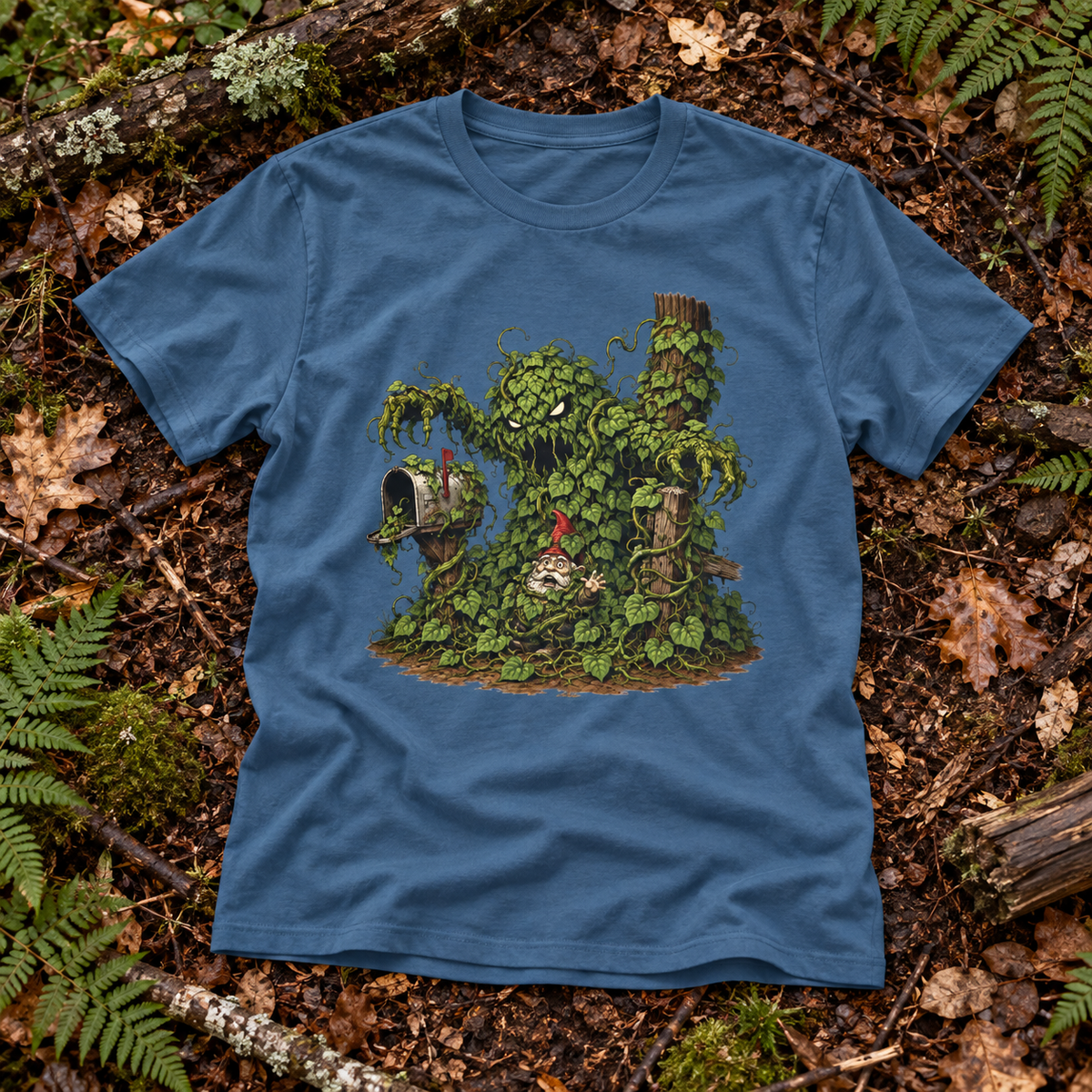 Kudzu Vine Monster with Garden Gnome Version 2 T‑Shirt