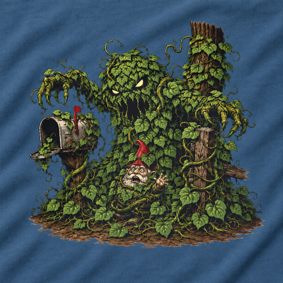 Kudzu Vine Monster with Garden Gnome Version 2 T‑Shirt