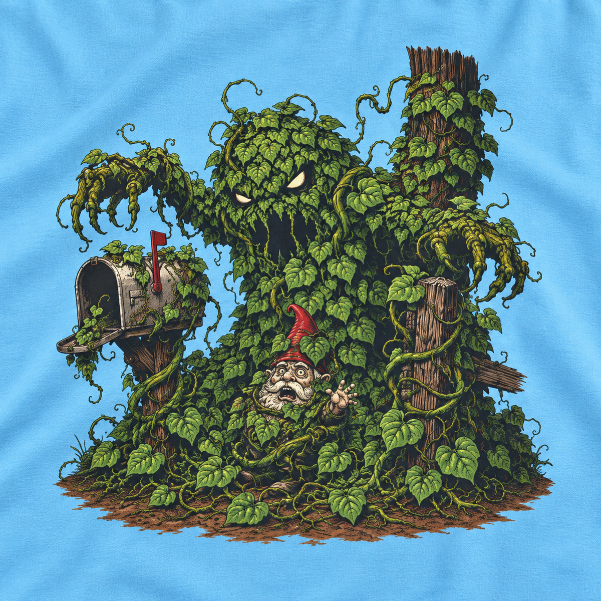 Kudzu Vine Monster with Garden Gnome Version 2 T‑Shirt