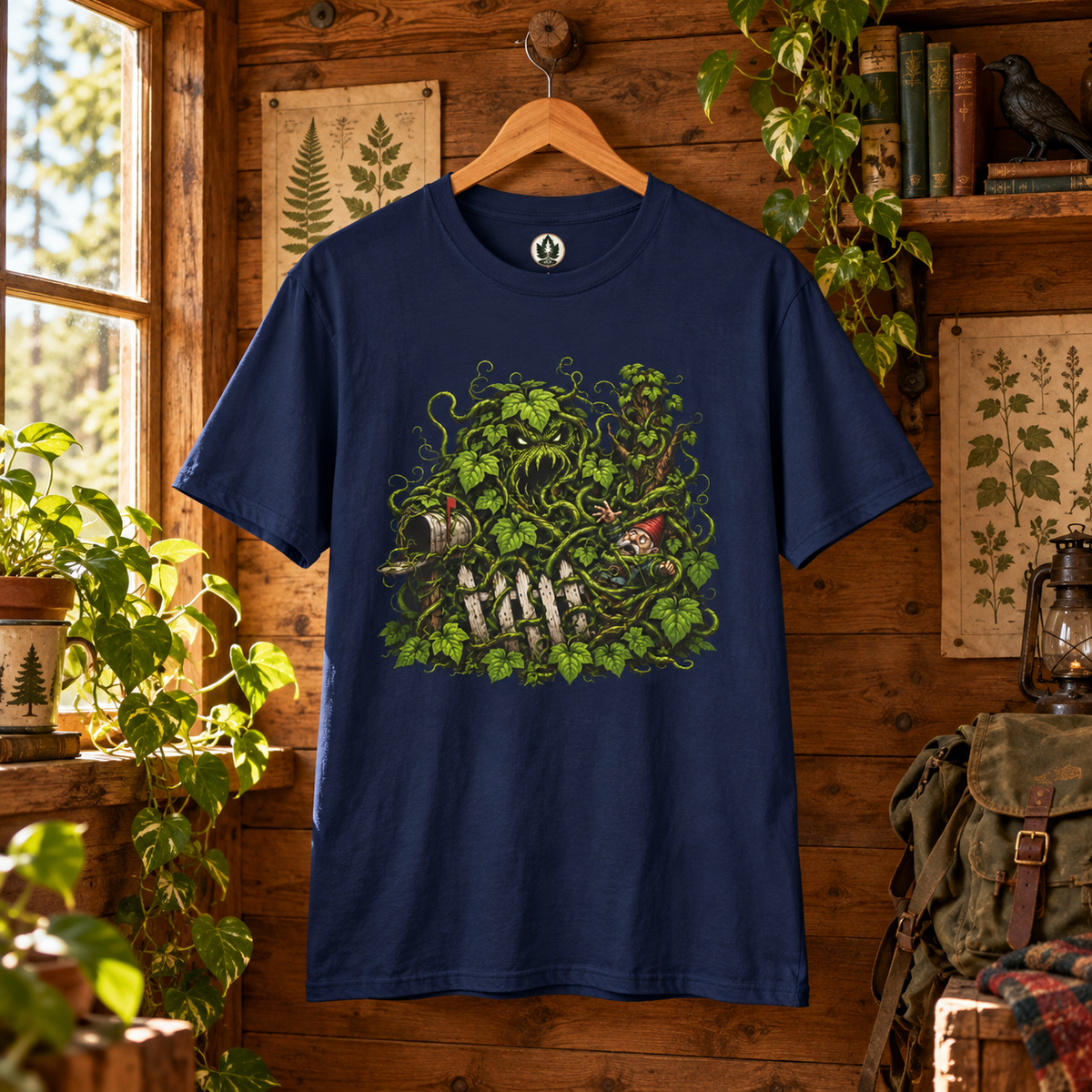 Kudzu Vine Monster with Garden Gnome Version 3 T‑Shirt