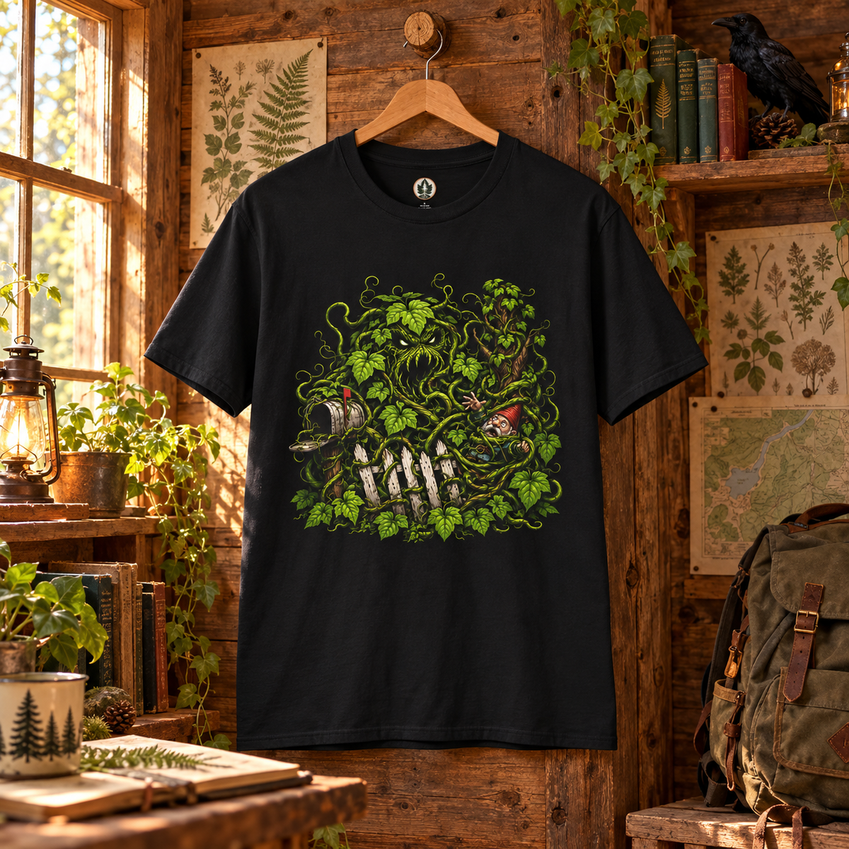 Kudzu Vine Monster with Garden Gnome Version 3 T‑Shirt