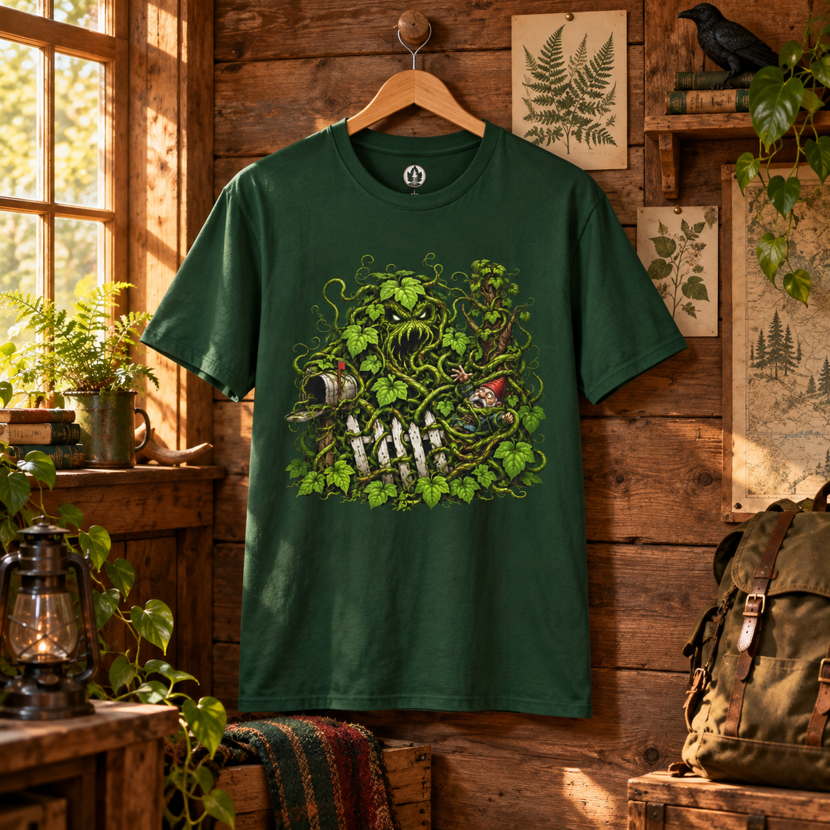 Kudzu Vine Monster with Garden Gnome Version 3 T‑Shirt