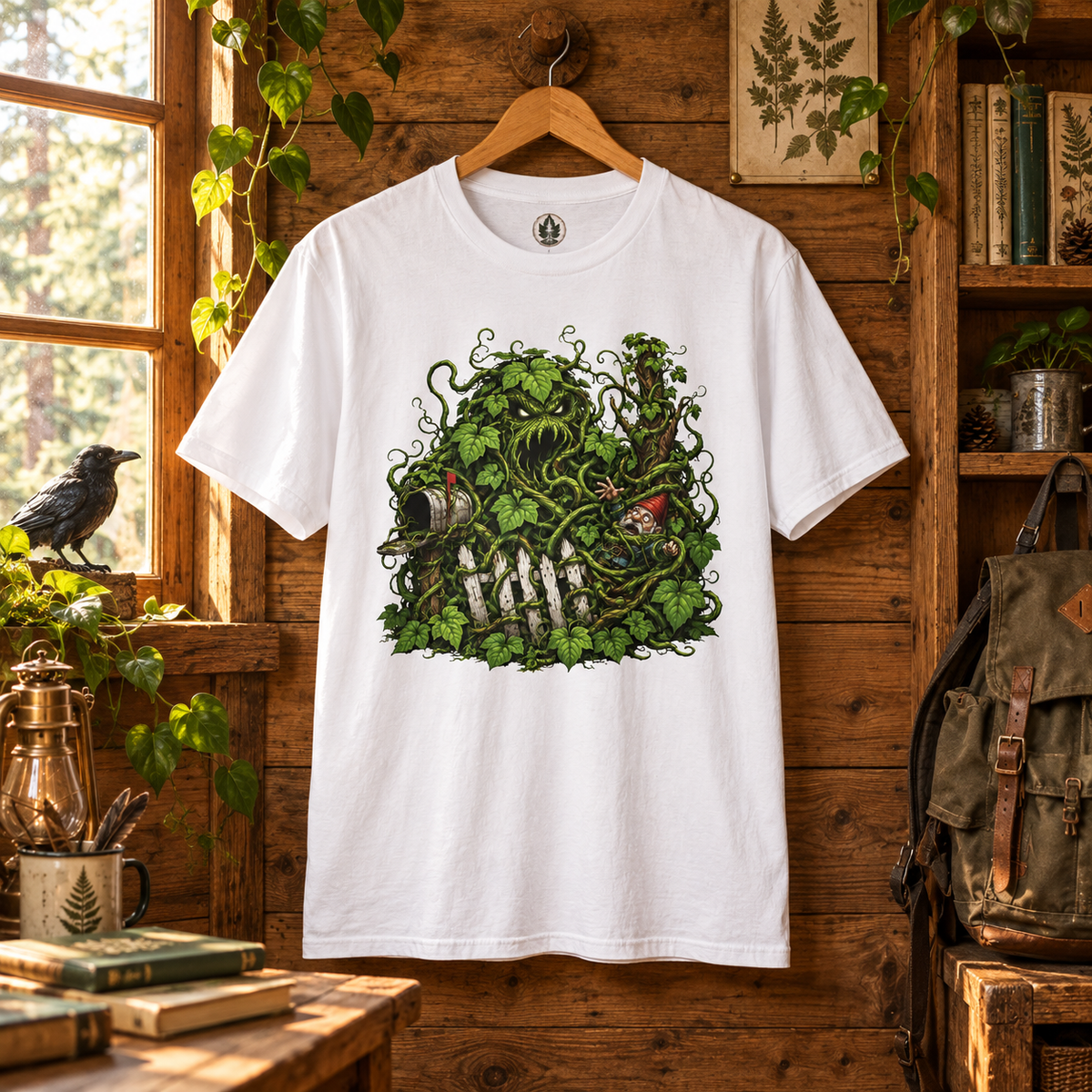 Kudzu Vine Monster with Garden Gnome Version 3 T‑Shirt