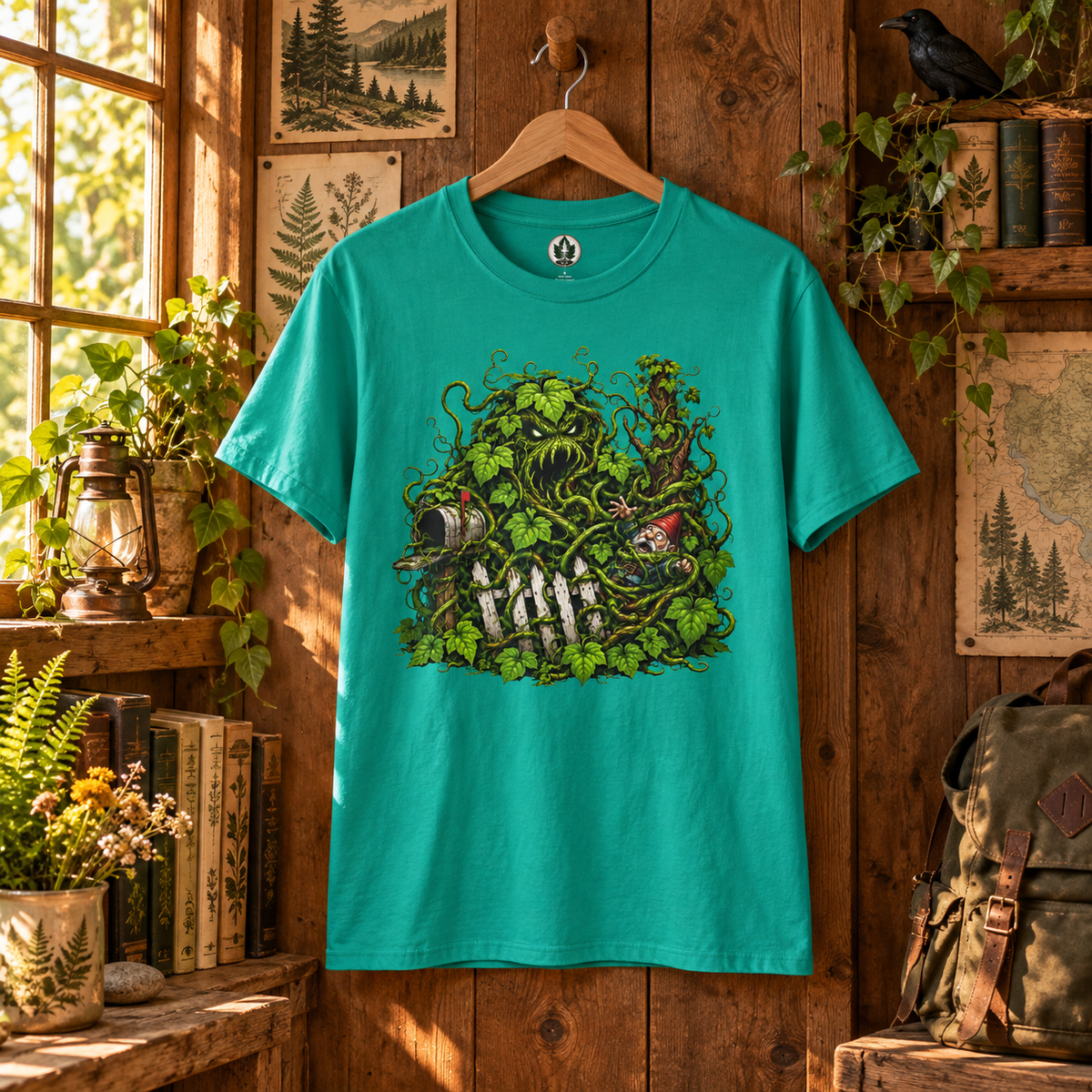 Kudzu Vine Monster with Garden Gnome Version 3 T‑Shirt