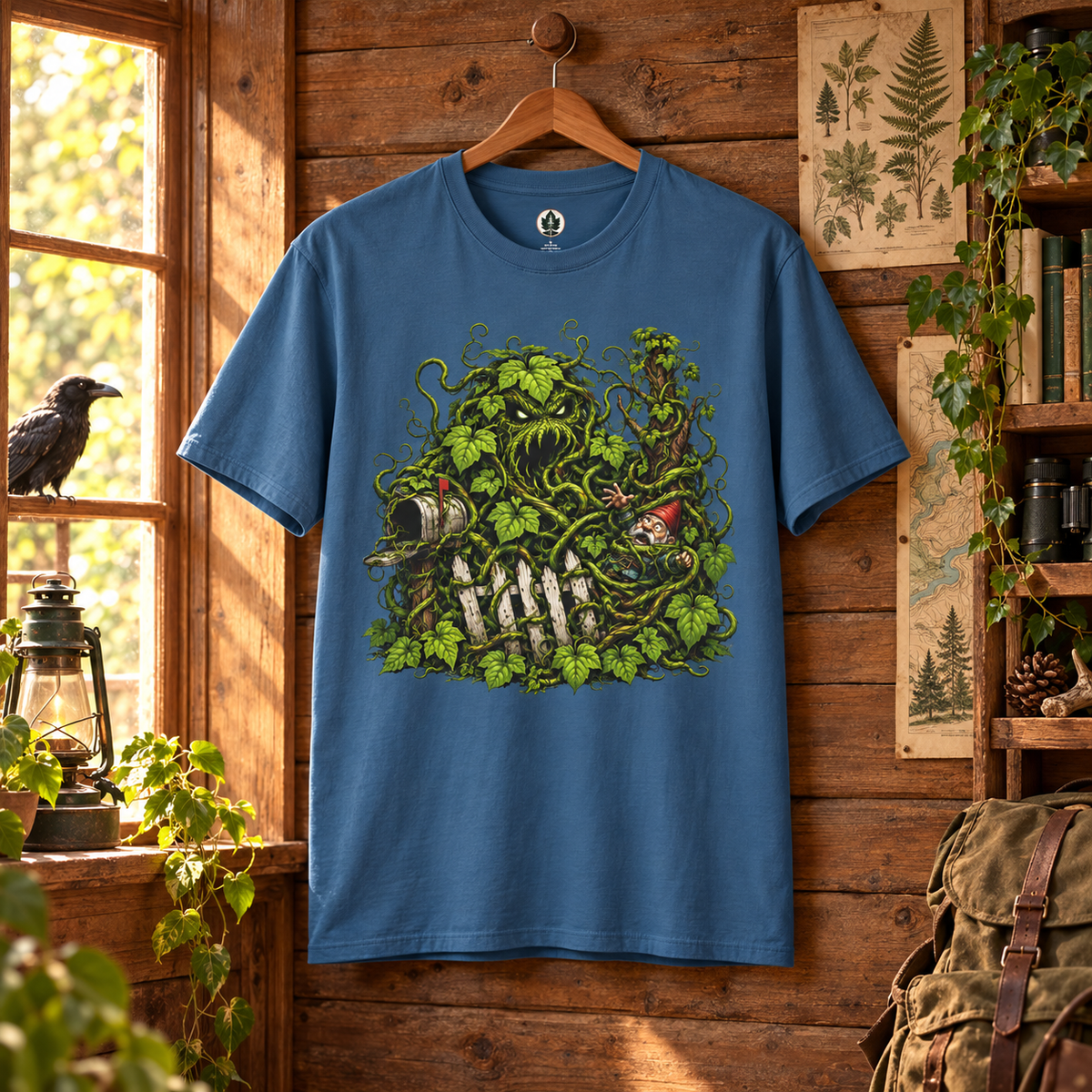 Kudzu Vine Monster with Garden Gnome Version 3 T‑Shirt