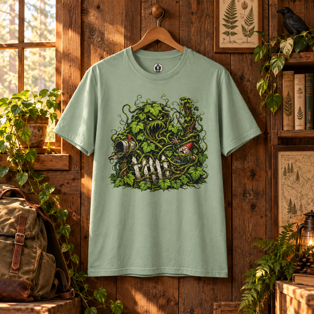 Kudzu Vine Monster with Garden Gnome Version 3 T‑Shirt