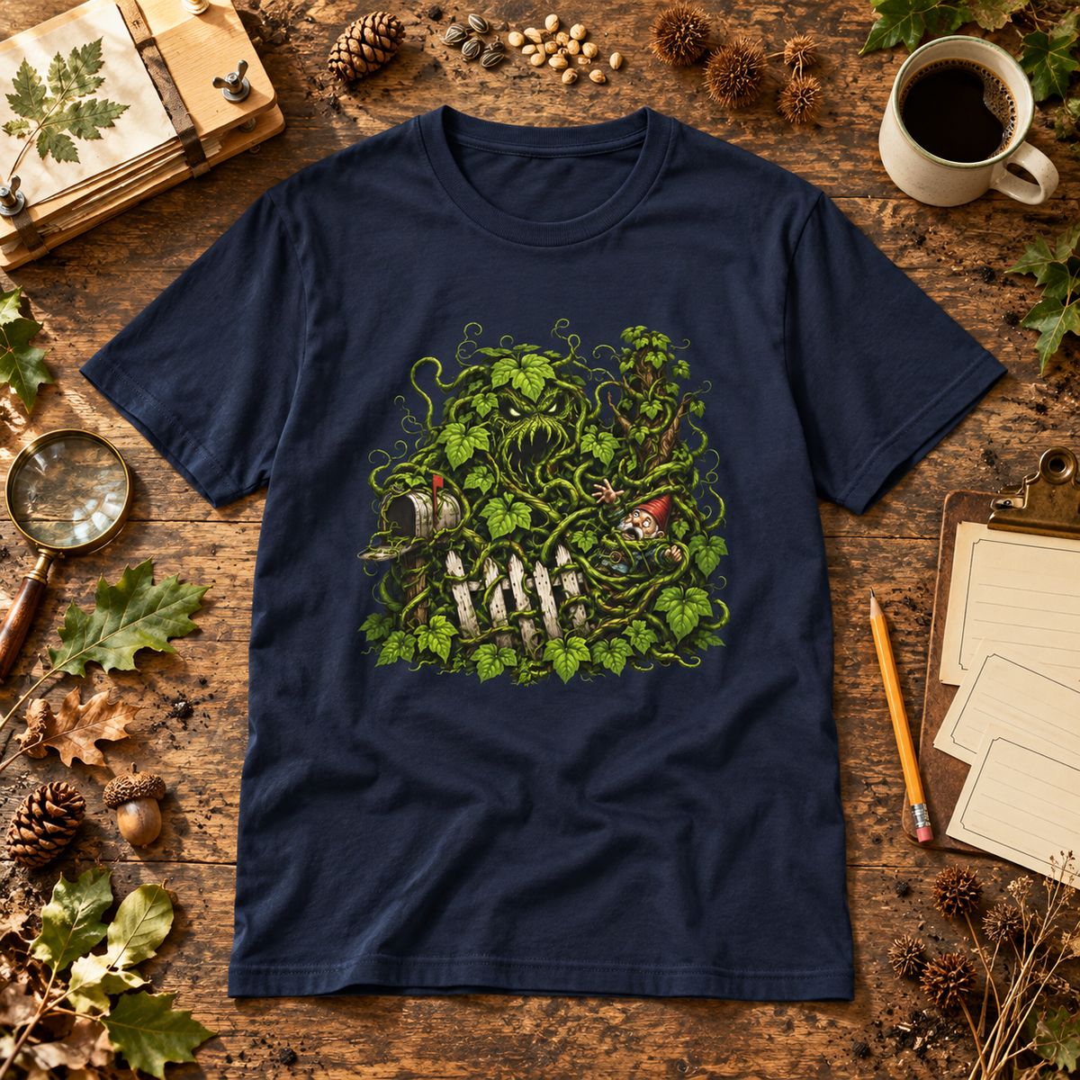 Kudzu Vine Monster with Garden Gnome Version 3 T‑Shirt