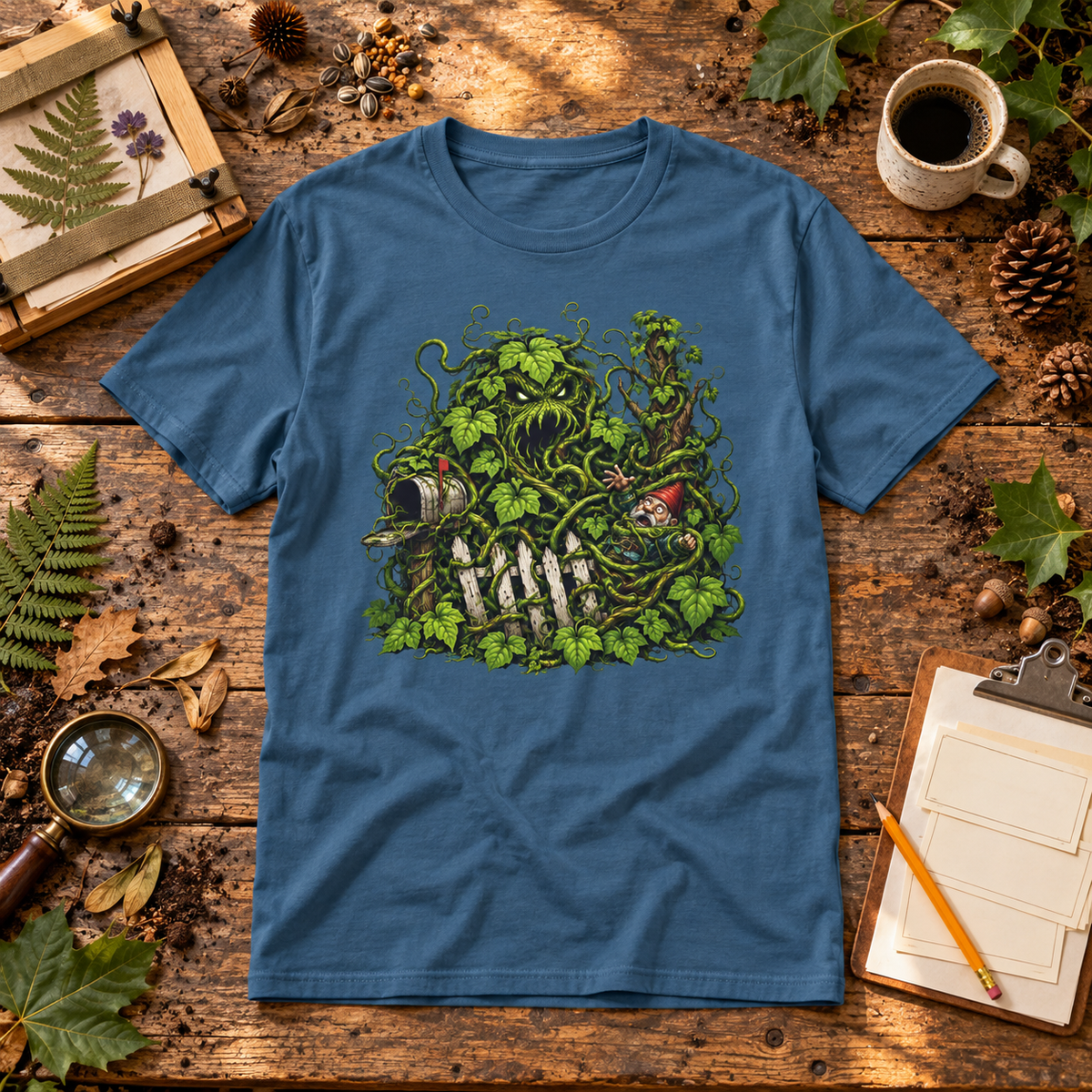 Kudzu Vine Monster with Garden Gnome Version 3 T‑Shirt