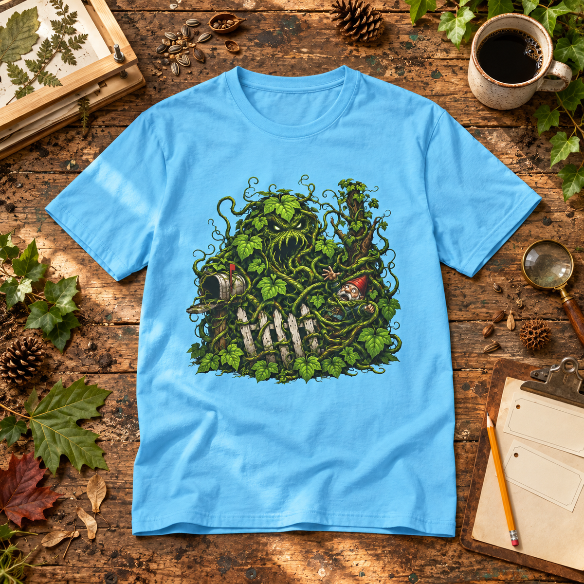 Kudzu Vine Monster with Garden Gnome Version 3 T‑Shirt