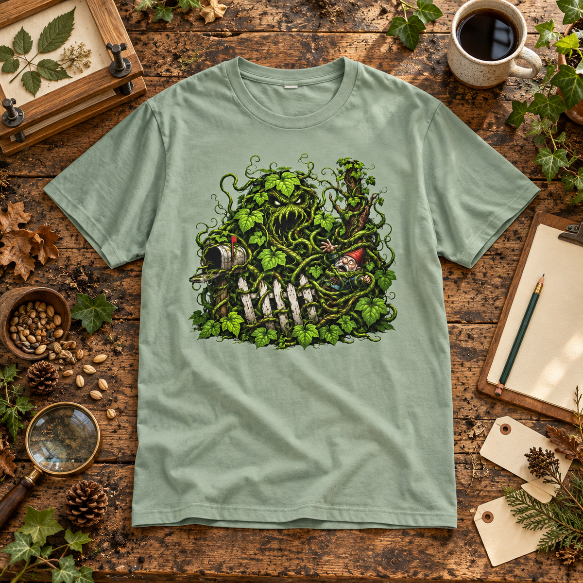Kudzu Vine Monster with Garden Gnome Version 3 T‑Shirt