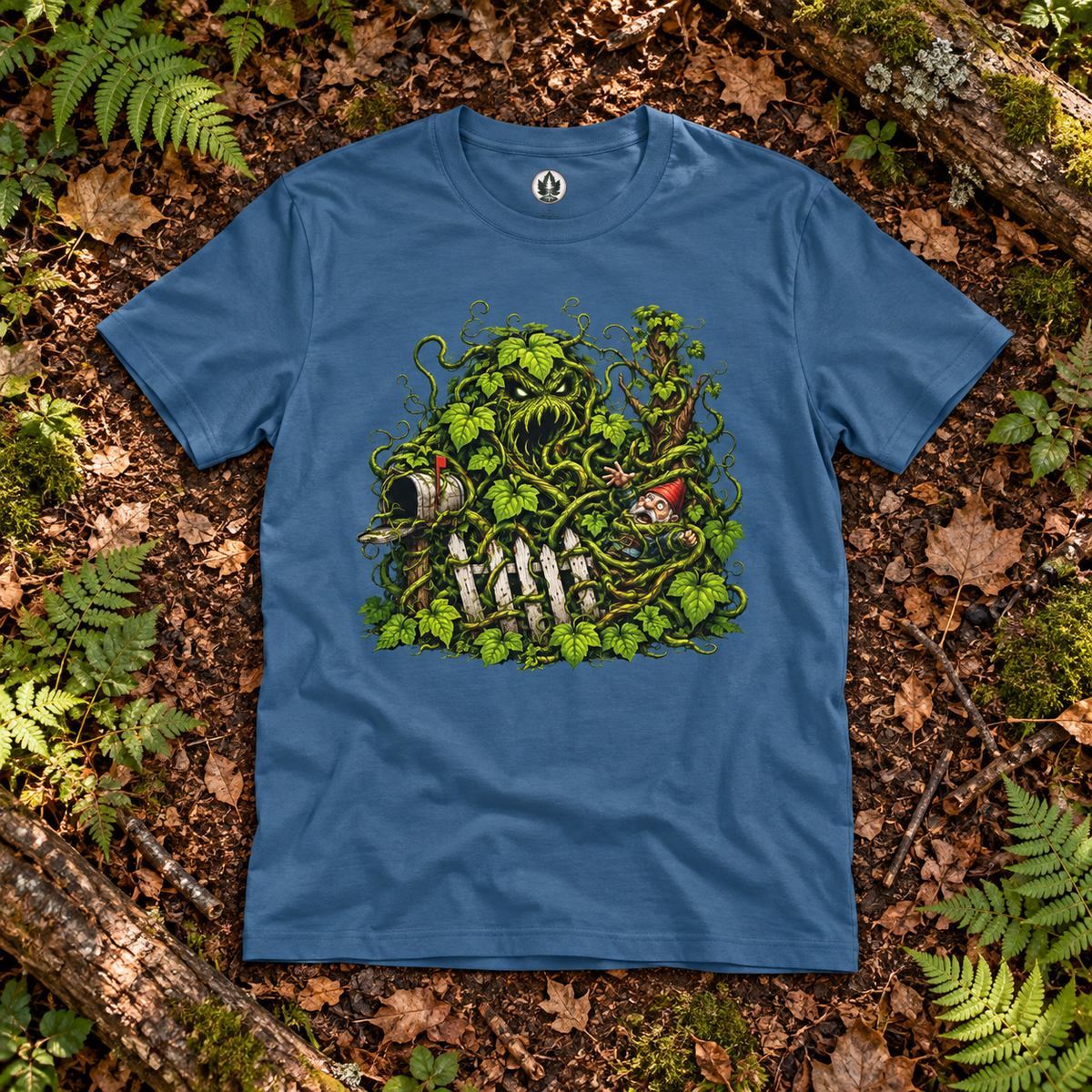 Kudzu Vine Monster with Garden Gnome Version 3 T‑Shirt