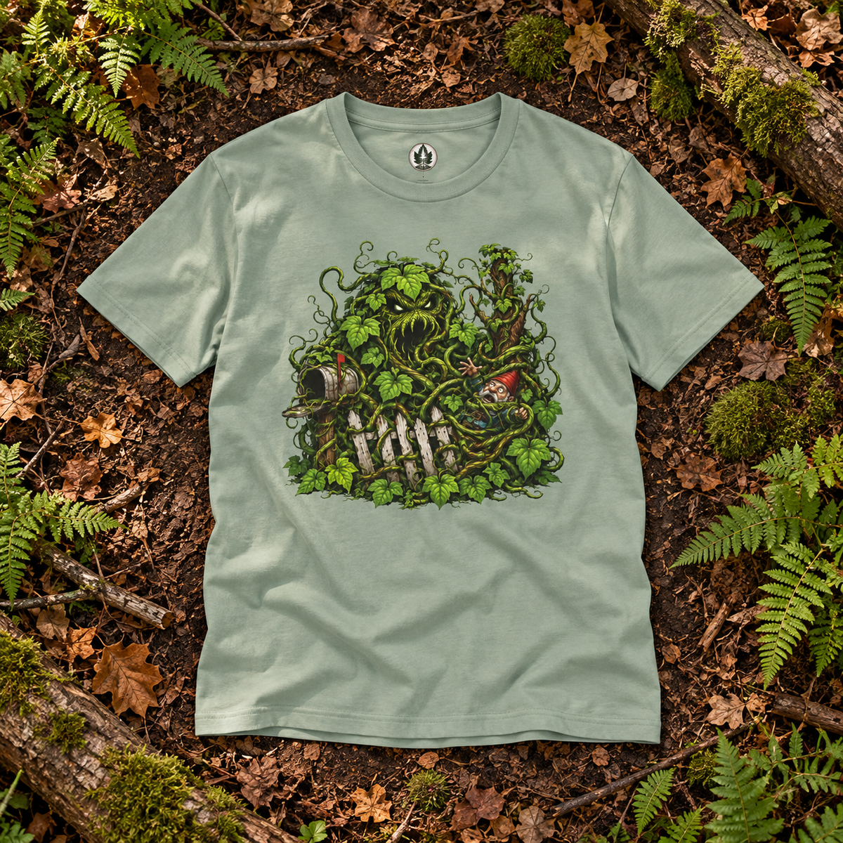 Kudzu Vine Monster with Garden Gnome Version 3 T‑Shirt