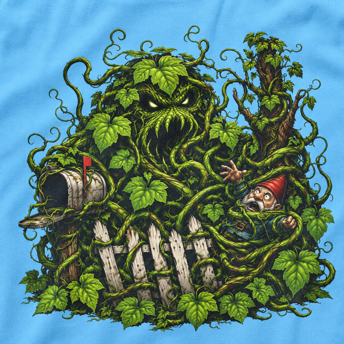 Kudzu Vine Monster with Garden Gnome Version 3 T‑Shirt