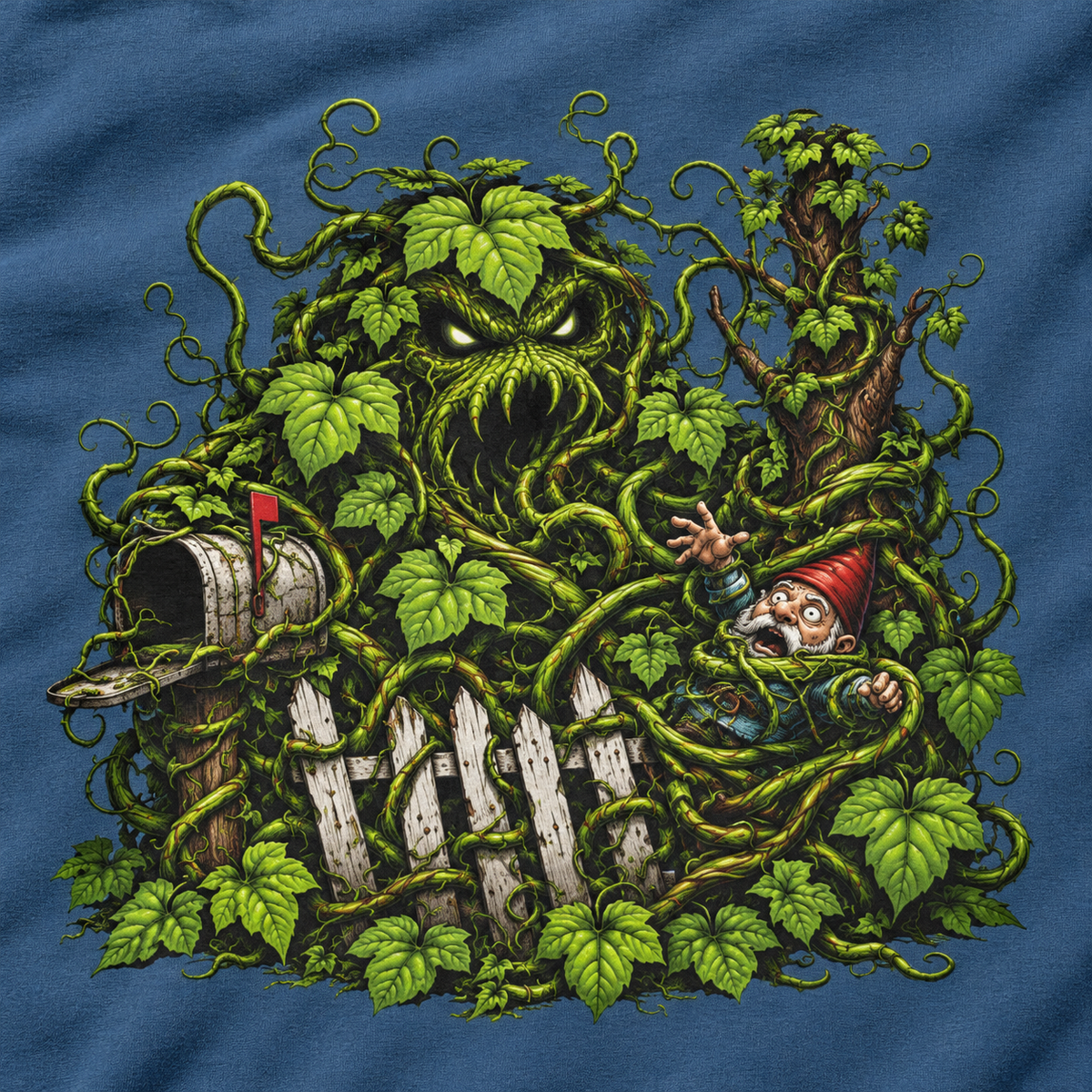 Kudzu Vine Monster with Garden Gnome Version 3 T‑Shirt