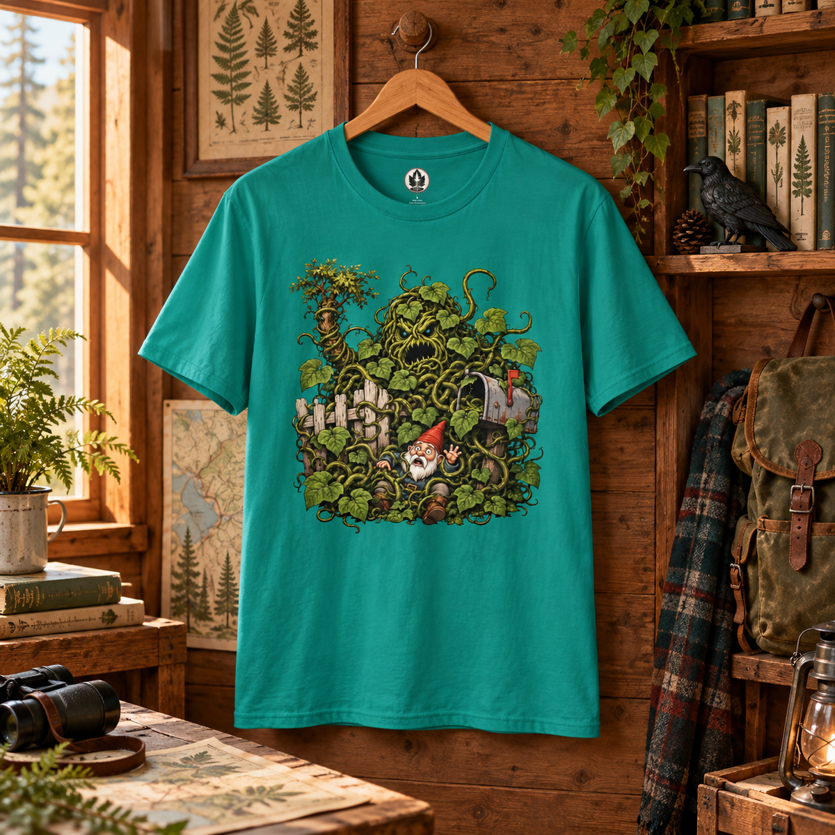 Kudzu Vine Monster with Garden Gnome Version 4 T‑Shirt