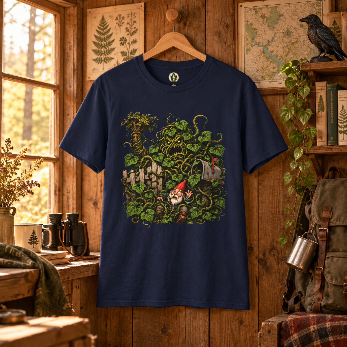 Kudzu Vine Monster with Garden Gnome Version 4 T‑Shirt