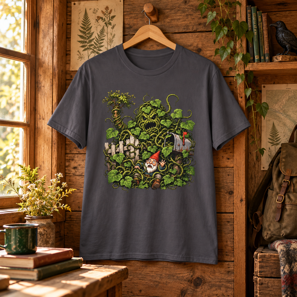 Kudzu Vine Monster with Garden Gnome Version 4 T‑Shirt