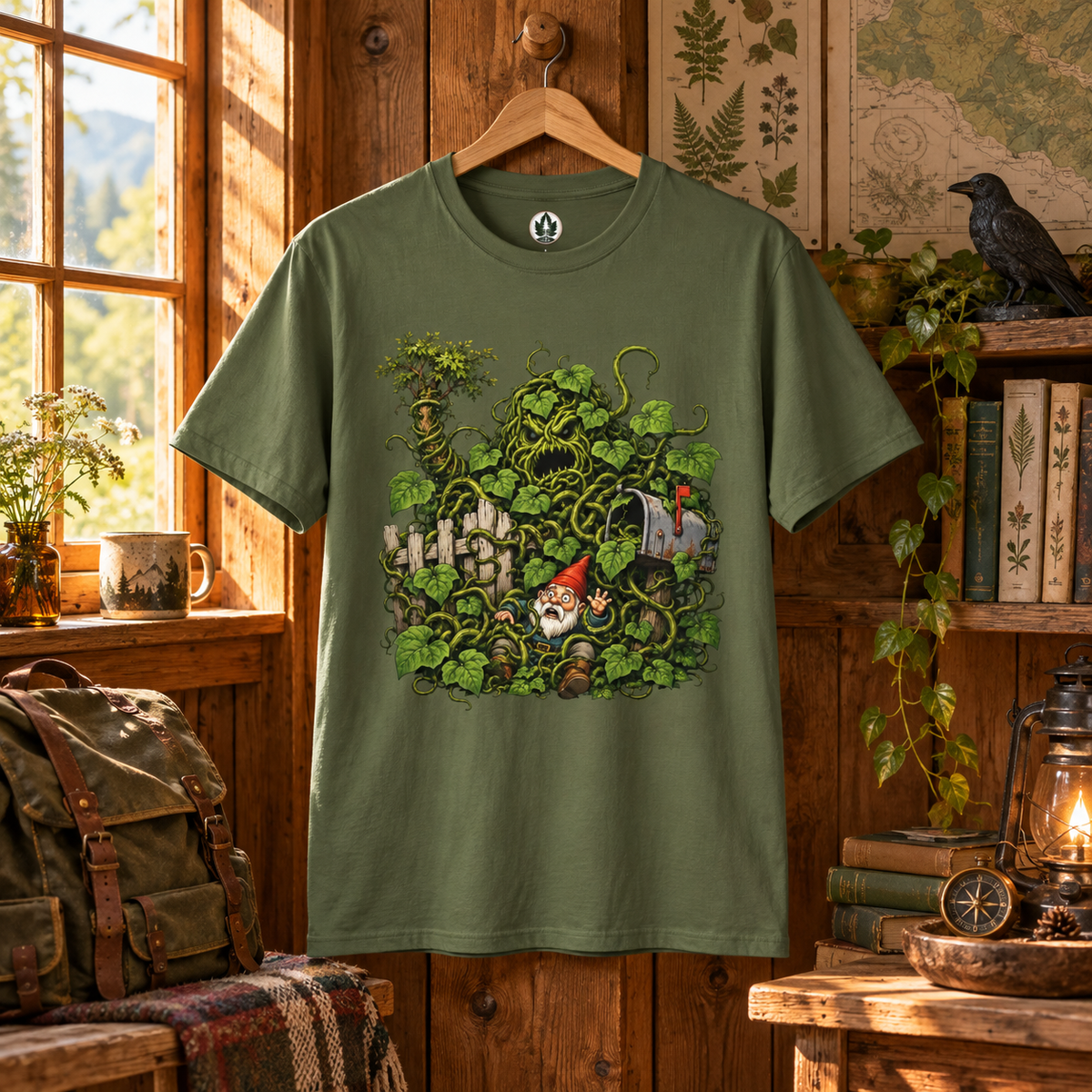 Kudzu Vine Monster with Garden Gnome Version 4 T‑Shirt