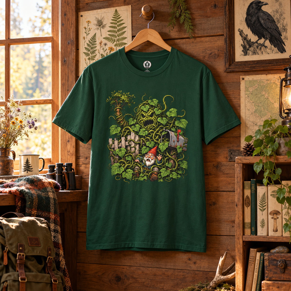 Kudzu Vine Monster with Garden Gnome Version 4 T‑Shirt