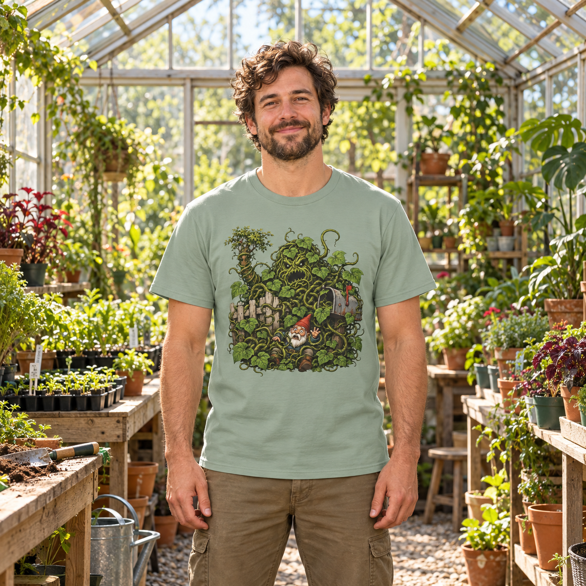 Kudzu Vine Monster with Garden Gnome Version 4 T‑Shirt