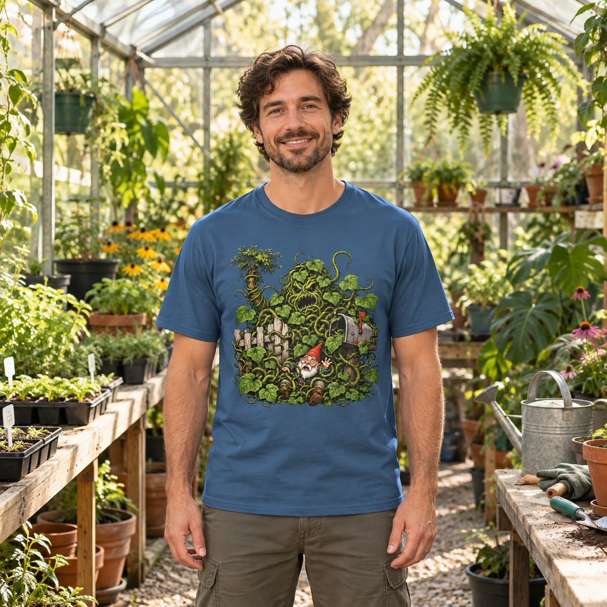 Kudzu Vine Monster with Garden Gnome Version 4 T‑Shirt