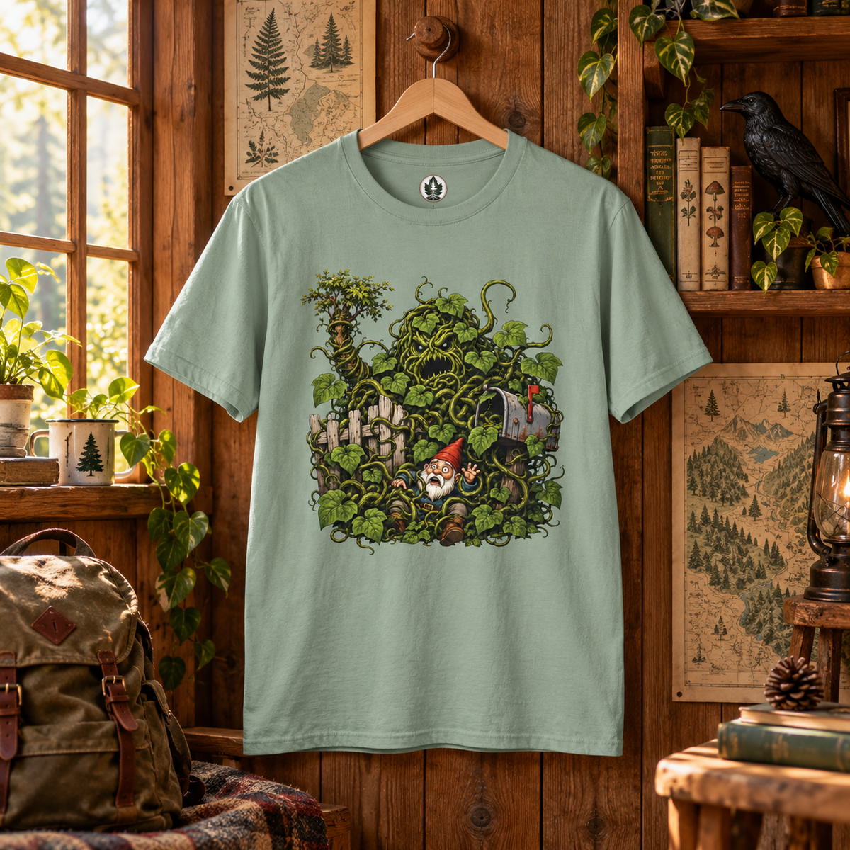 Kudzu Vine Monster with Garden Gnome Version 4 T‑Shirt