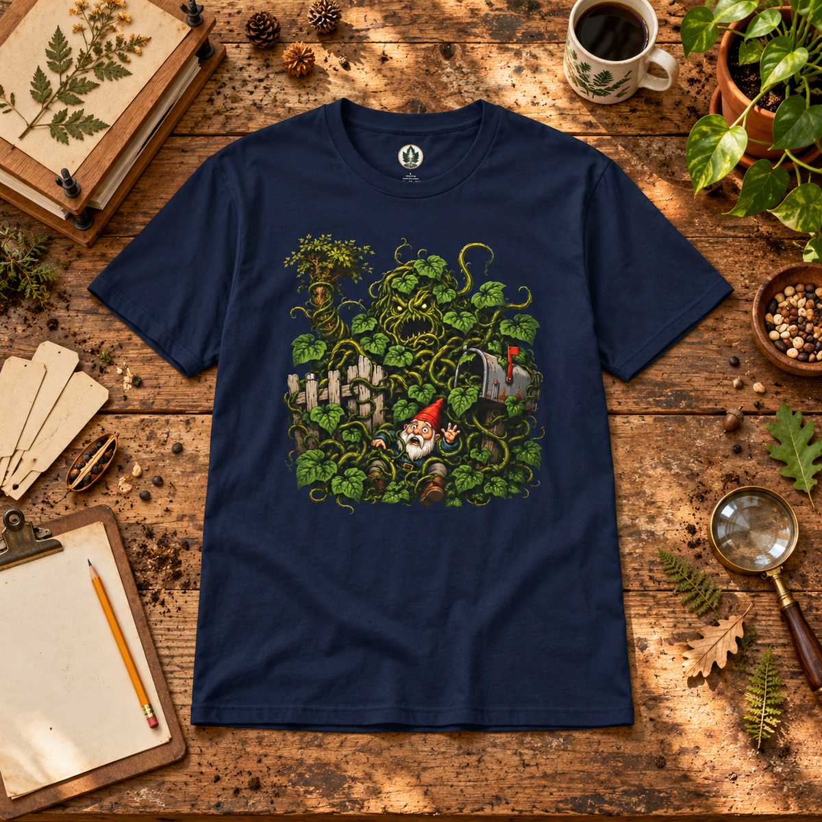 Kudzu Vine Monster with Garden Gnome Version 4 T‑Shirt