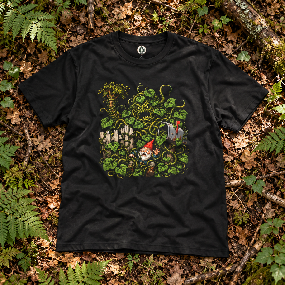 Kudzu Vine Monster with Garden Gnome Version 4 T‑Shirt