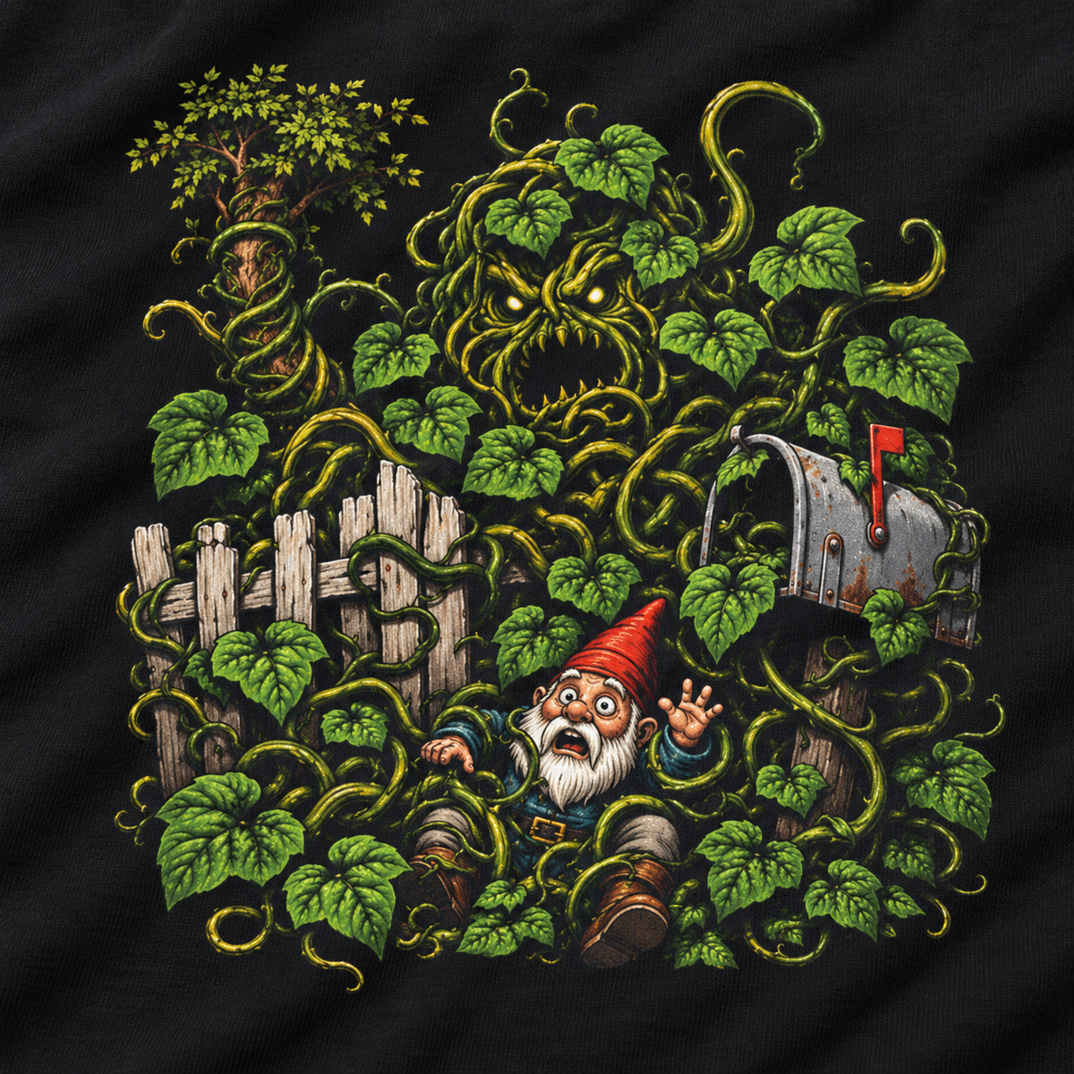 Kudzu Vine Monster with Garden Gnome Version 4 T‑Shirt