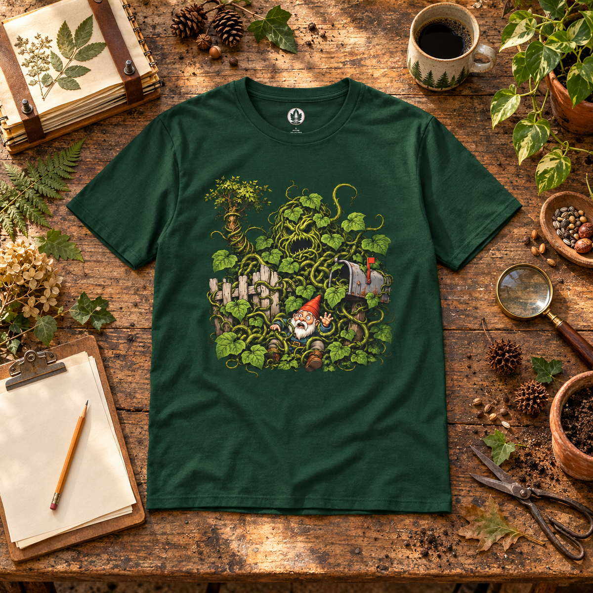 Kudzu Vine Monster with Garden Gnome Version 4 T‑Shirt