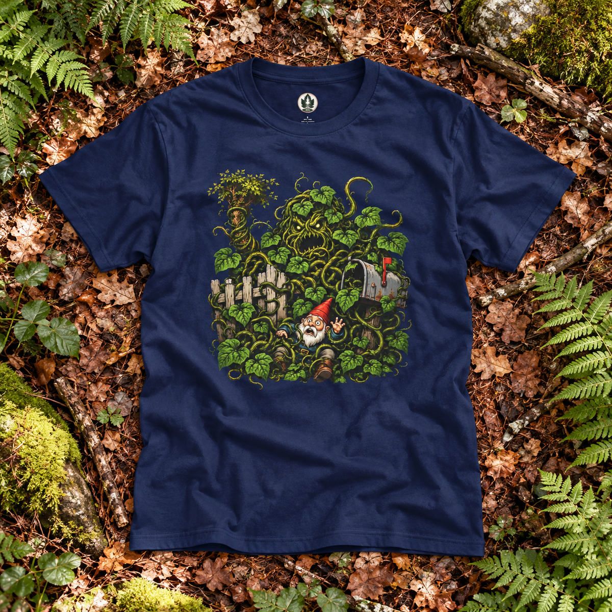 Kudzu Vine Monster with Garden Gnome Version 4 T‑Shirt