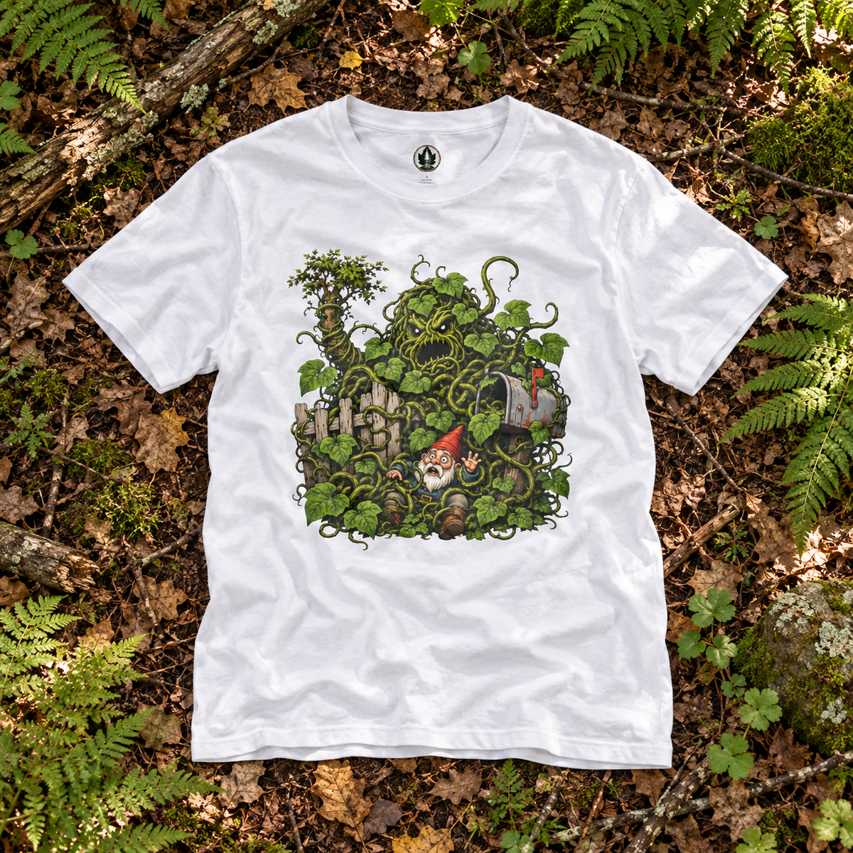 Kudzu Vine Monster with Garden Gnome Version 4 T‑Shirt