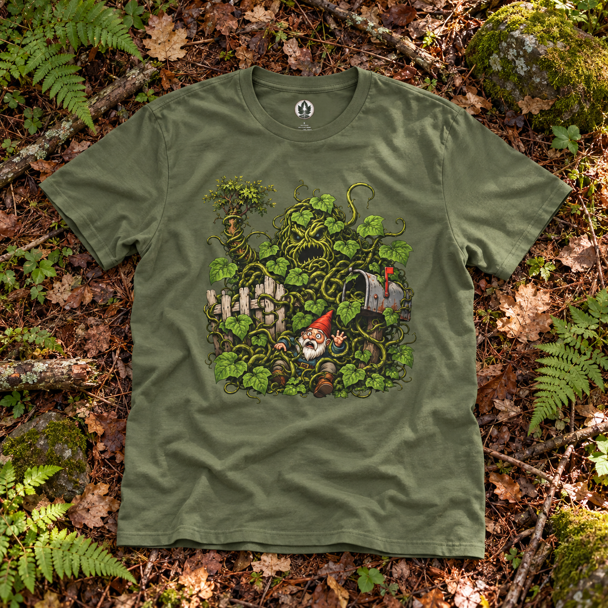 Kudzu Vine Monster with Garden Gnome Version 4 T‑Shirt