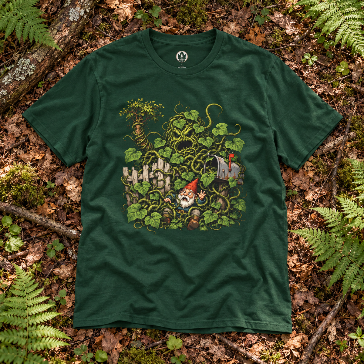 Kudzu Vine Monster with Garden Gnome Version 4 T‑Shirt