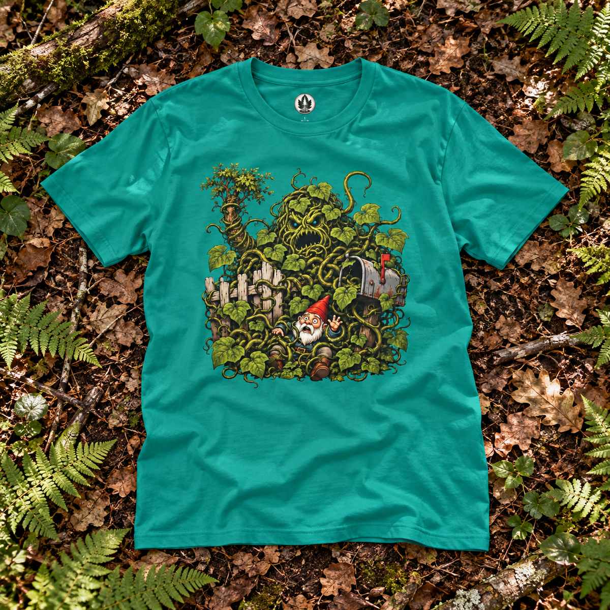 Kudzu Vine Monster with Garden Gnome Version 4 T‑Shirt