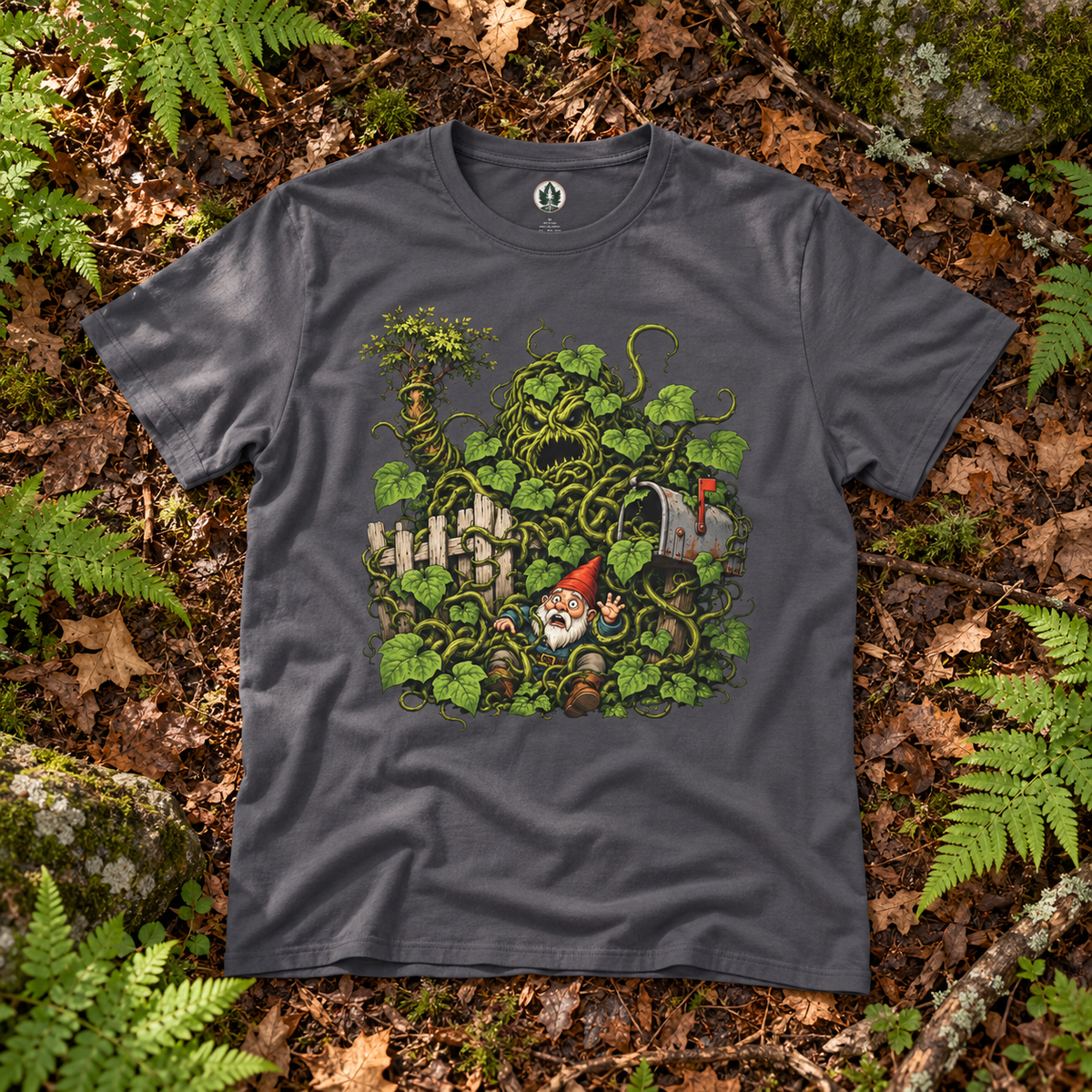 Kudzu Vine Monster with Garden Gnome Version 4 T‑Shirt