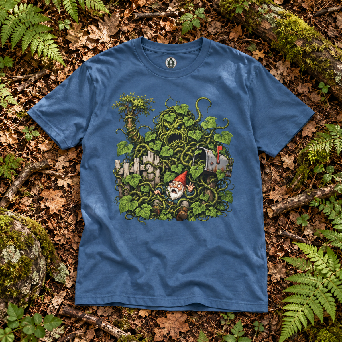 Kudzu Vine Monster with Garden Gnome Version 4 T‑Shirt