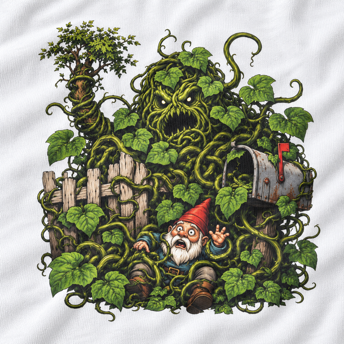 Kudzu Vine Monster with Garden Gnome Version 4 T‑Shirt