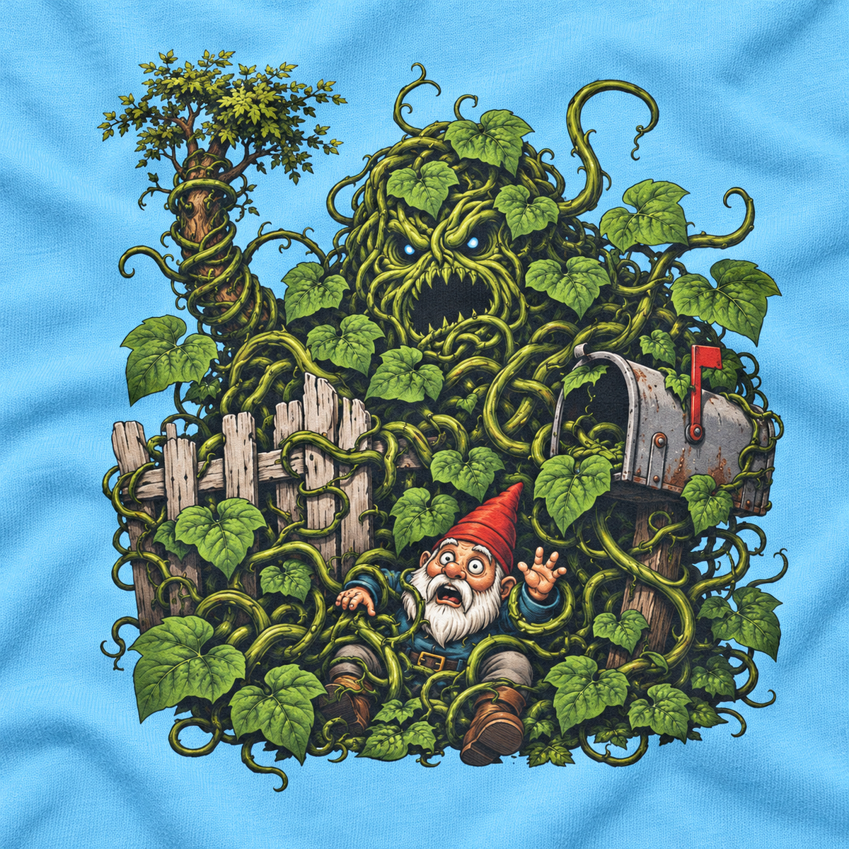 Kudzu Vine Monster with Garden Gnome Version 4 T‑Shirt