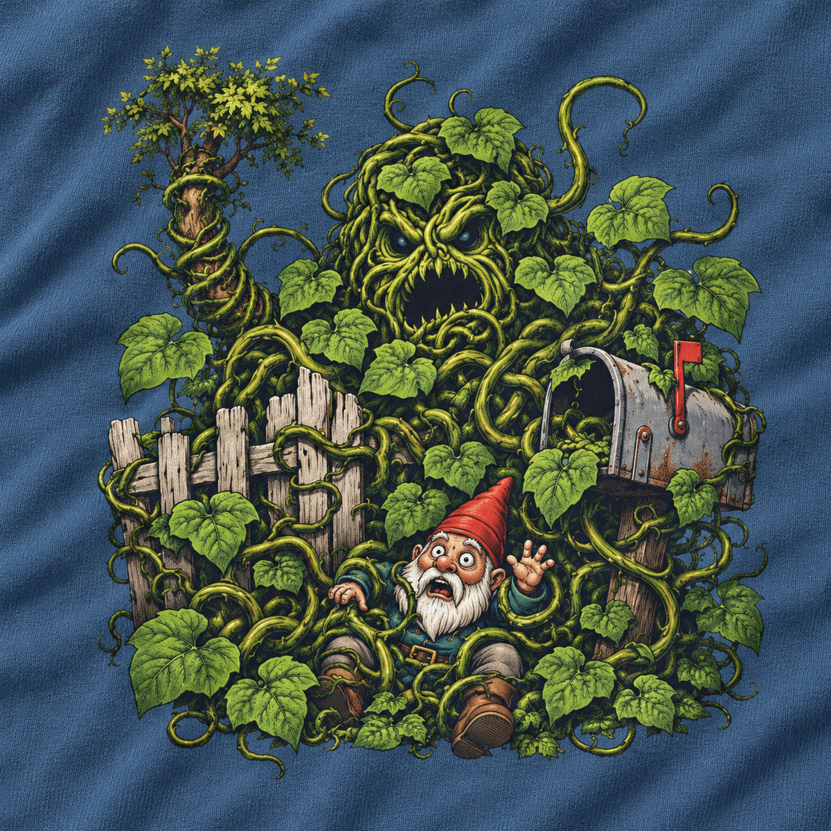 Kudzu Vine Monster with Garden Gnome Version 4 T‑Shirt