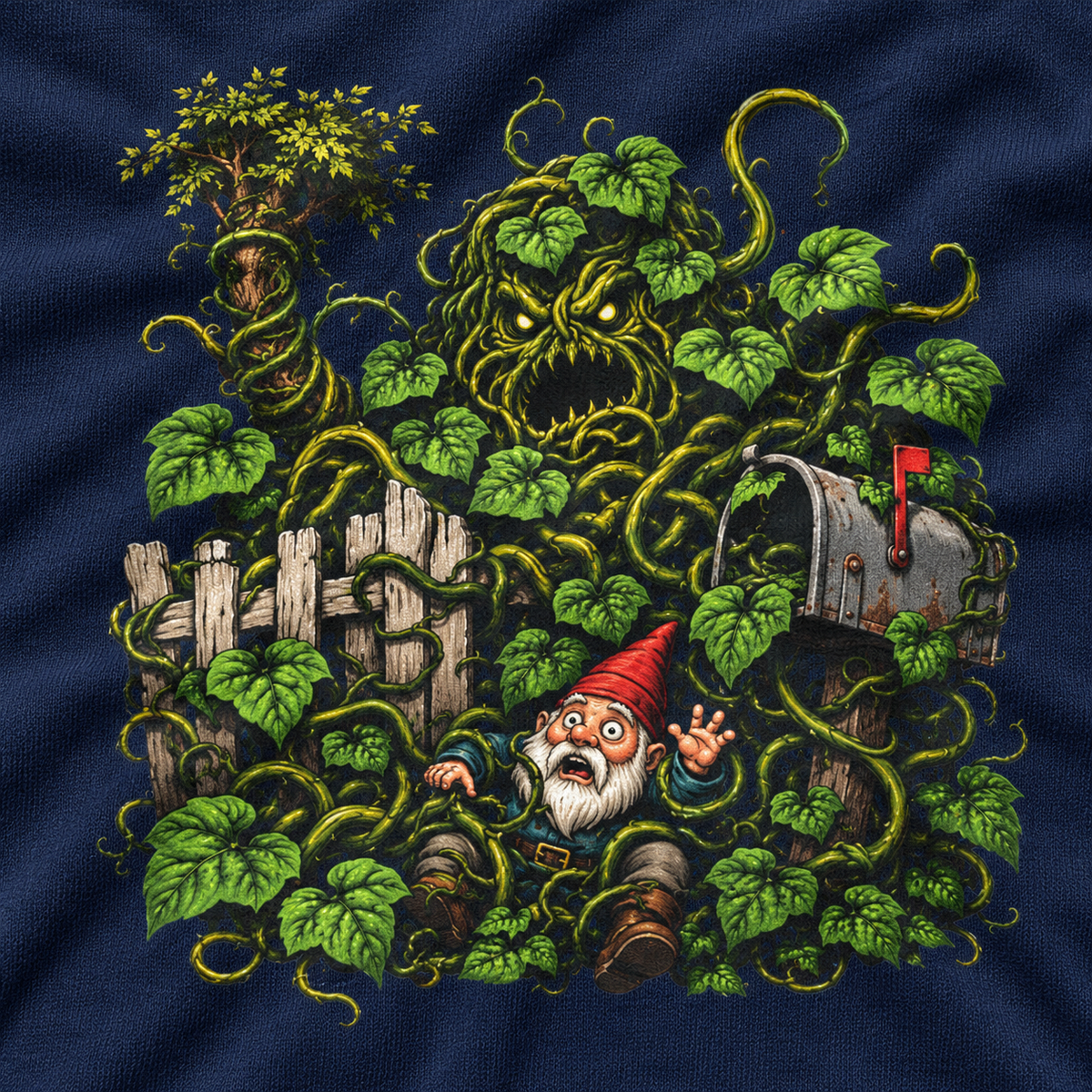 Kudzu Vine Monster with Garden Gnome Version 4 T‑Shirt