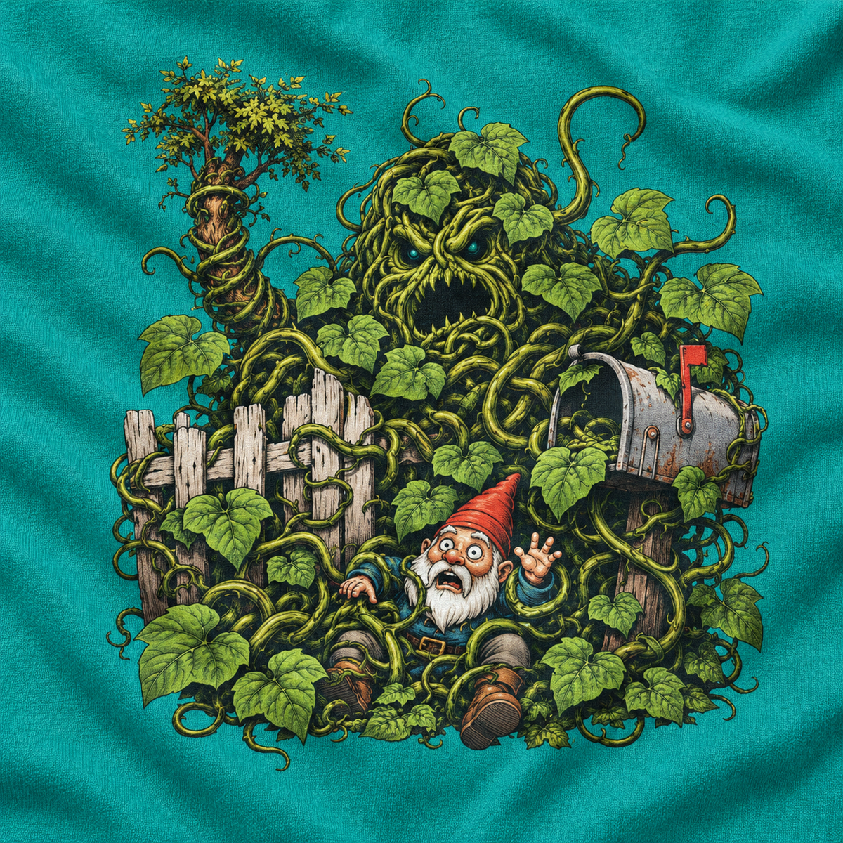 Kudzu Vine Monster with Garden Gnome Version 4 T‑Shirt