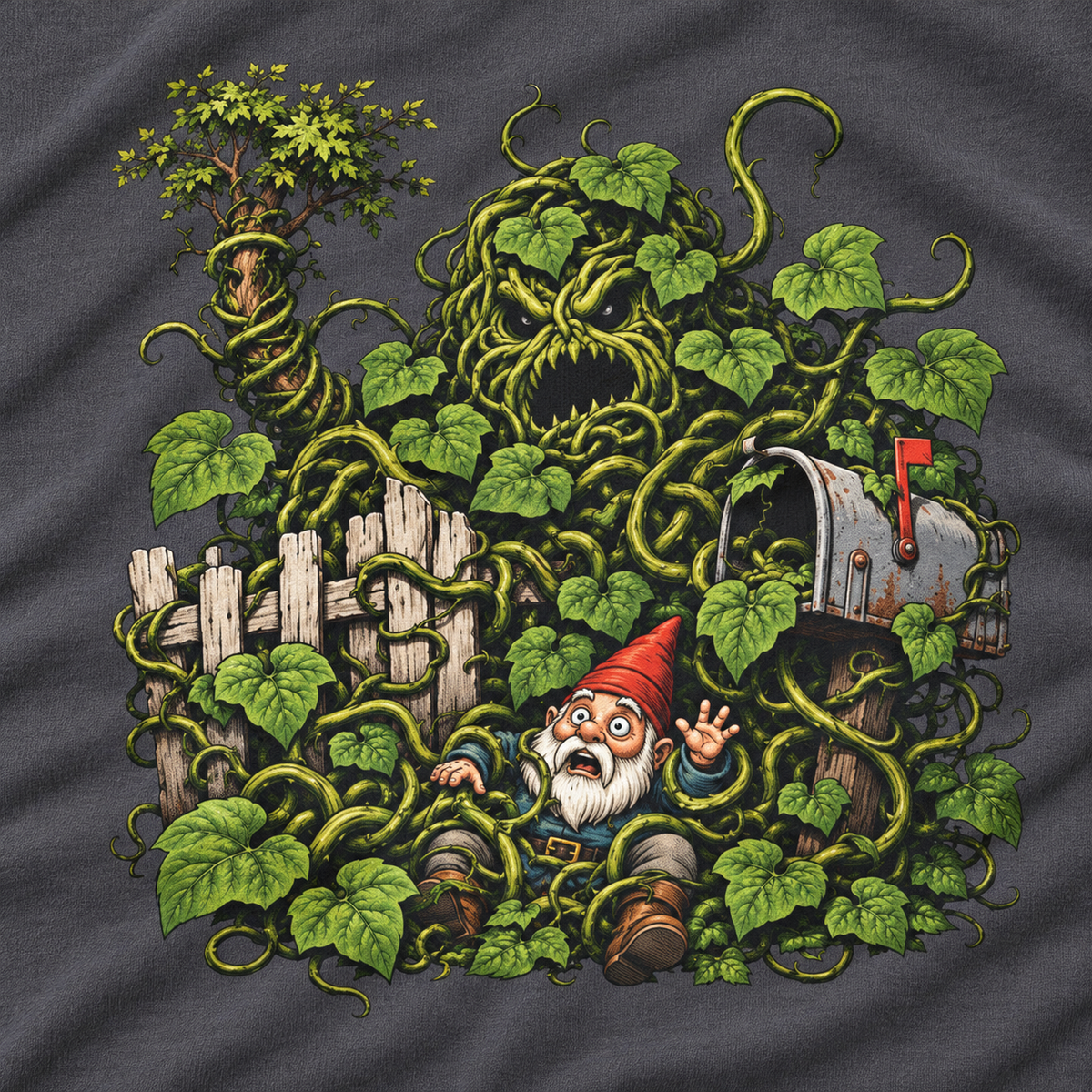 Kudzu Vine Monster with Garden Gnome Version 4 T‑Shirt