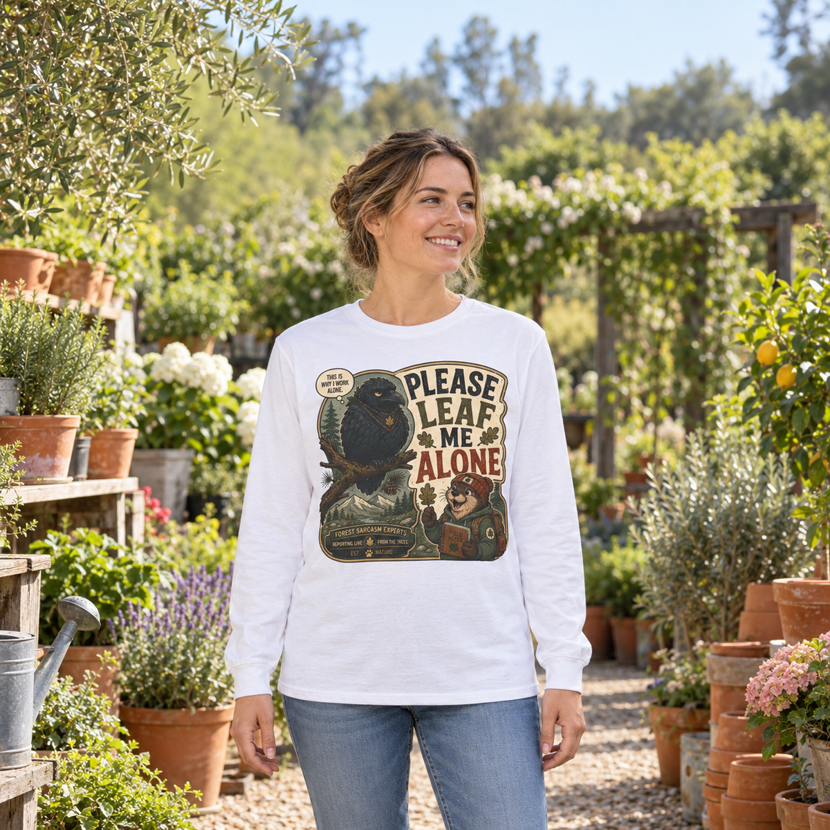 Please Leaf Me Alone Version 5 Otto and Echo Long Sleeve T-Shirt