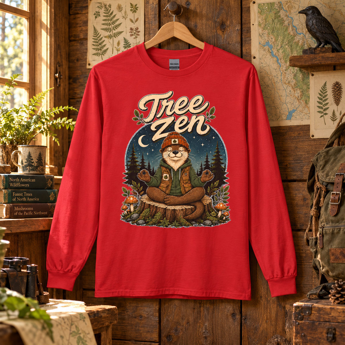 Tree Zen with Nighttime background Otto and Echo Long Sleeve T-Shirt