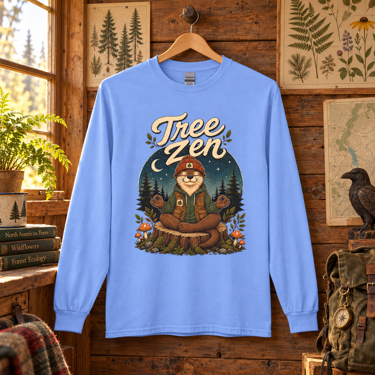 Tree Zen with Nighttime background Otto and Echo Long Sleeve T-Shirt